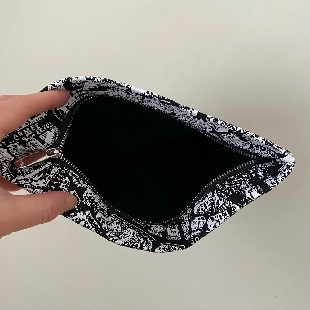 Brand New Christian Dior Black White Paris Map Print Cosmetic Bag Makeup Pouch